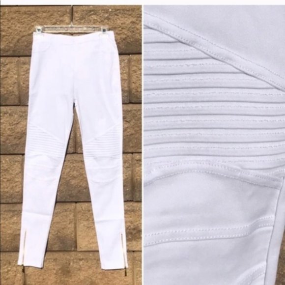 White Stretchy Biker Pants - Picture 3 of 3